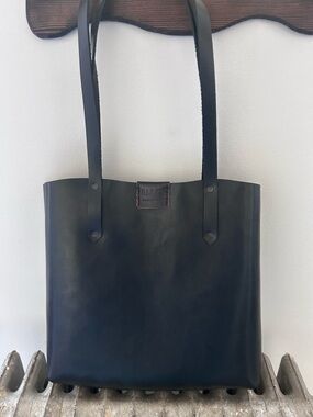 Black Leather Shoulder Tote